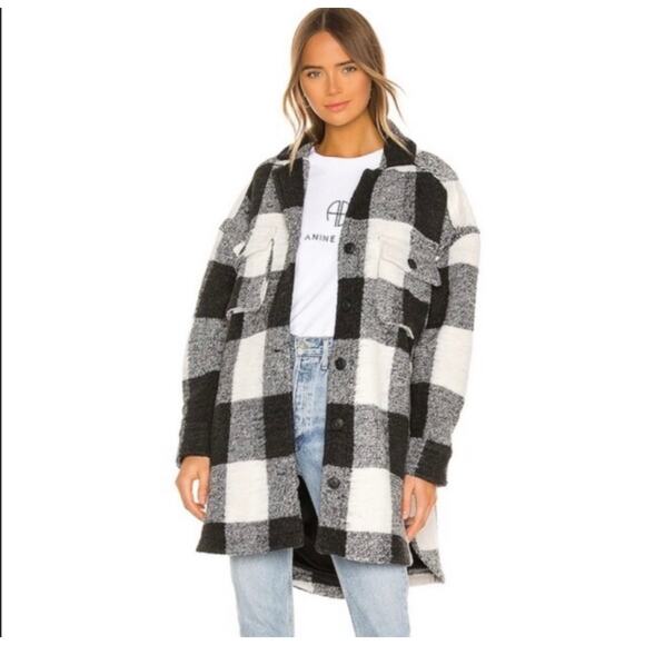 Anine Bing Mave Jacket Cream Buffalo Check Wool Jacket Small Coat Plaid - Picture 4 of 12
